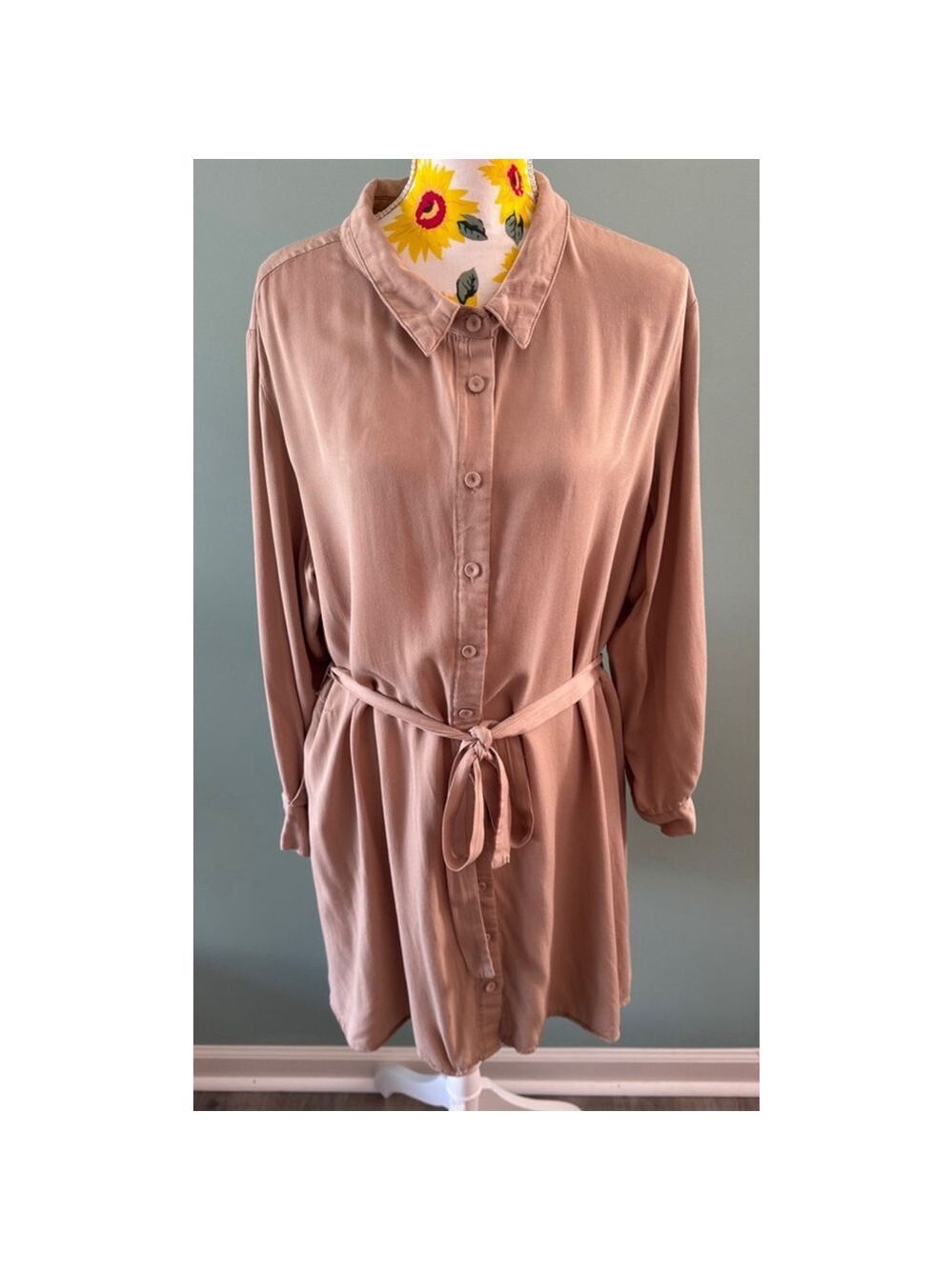 Women's ChicSoul Shirt Dress, 3XL, Beige